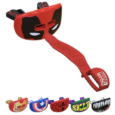Marvel Protège-dents pour adultes et juniors pour football américain, crosse (Deadpool) Marvel Protège-dents pour adultes et juniors pour football américain, crosse (Deadpool)