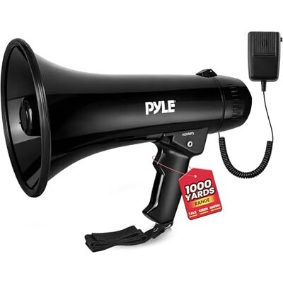 Pyle Mégaphone Porte Voix avec Sirène Intégrée-Contrôle de Volume Ajustable&Portée de 1100 mètres-pour Fans et Entraîneurs de Football,Soccer,Baseball,Hockey et Basketball ou Exercices de Sécurité. Pyle Mégaphone Porte Voix avec Sirène Intégrée-Contrôle de Volume Ajustable&Portée de 1100 mètres-pour Fans et Entraîneurs de Football,Soccer,Baseball,Hockey et Basketball ou Exercices de Sécurité.