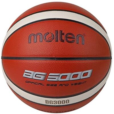 Molten BG3000 Ballon de basket-ball approuvé FIBA, cuir synthétique, intérieur/extérieur, orange/ivoire Molten BG3000 Ballon de basket-ball approuvé FIBA, cuir synthétique, intérieur/extérieur, orange/ivoire