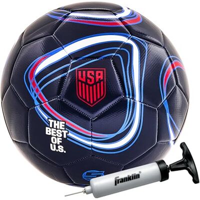 Franklin Sports Ballon de football officiel US Soccer Federation (USSF) + pompe – Ballon réglementaire taille 5 pour jeunes + adultes – Housse de qualité supérieure + construction – Parfait pour les Franklin Sports Ballon de football officiel US Soccer Federation (USSF) + pompe – Ballon réglementaire taille 5 pour jeunes + adultes – Housse de qualité supérieure + construction – Parfait pour les