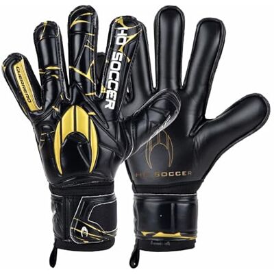 HO Soccer Guerrero Primary Protek Golden Team Gants de gardien de but avec protections amovibles, unisexe, adulte, noir/doré, 9,5 cm HO Soccer Guerrero Primary Protek Golden Team Gants de gardien de but avec protections amovibles, unisexe, adulte, noir/doré, 9,5 cm