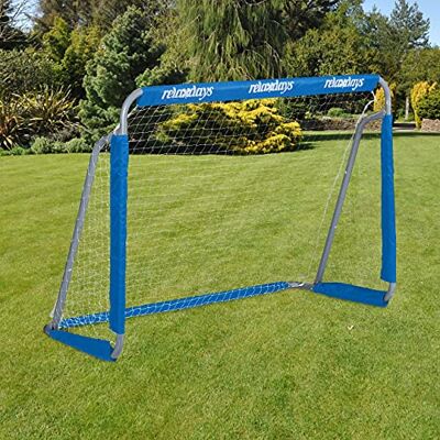 Relaxdays But de football, pour jardin, cage pour enfants & adultes, métal, avec filet, HLP: 110x152x74 cm, gris/bleu Relaxdays But de football, pour jardin, cage pour enfants & adultes, métal, avec filet, HLP: 110x152x74 cm, gris/bleu