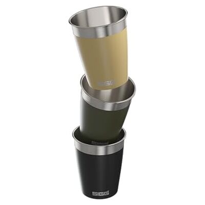 Sigg Lot de 3 gobelets de voyage de 0,35 l Passe au lave-vaisselle, empilables et réutilisables Sans BPA Acier inoxydable robuste Idéal pour le camping et l'extérieur Sigg Lot de 3 gobelets de voyage de 0,35 l Passe au lave-vaisselle, empilables et réutilisables Sans BPA Acier inoxydable robuste Idéal pour le camping et l'extérieur