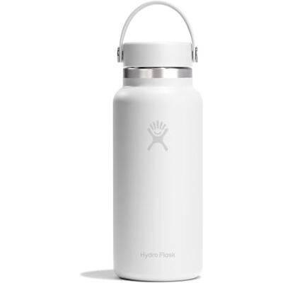 Hydro Flask – Wide Flex Cap 946 ml (32 oz) Bottle – Acier Inoxydable, Anti-Fuite – Isolé 24 Heures Froid & 12 Heures Chaud & Hot 12 Hrs – White Hydro Flask – Wide Flex Cap 946 ml (32 oz) Bottle – Acier Inoxydable, Anti-Fuite – Isolé 24 Heures Froid & 12 Heures Chaud & Hot 12 Hrs – White