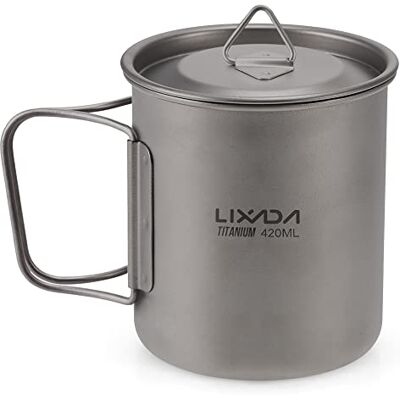 Lixada Pot de Camping Ultra léger en Titane avec poignée de Suspension Tasse d'eau extérieure pour Pique-Nique, randonnée, Camping, randonnée Lixada Pot de Camping Ultra léger en Titane avec poignée de Suspension Tasse d'eau extérieure pour Pique-Nique, randonnée, Camping, randonnée