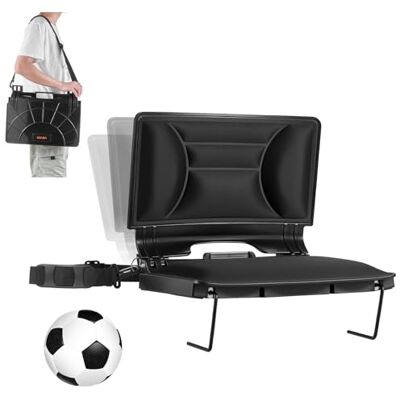 VEVOR Siège de stade, chaise pliante avec support dorsal et coussin épais, siège de stade rembourré pour blanchisseur avec bandoulière, crochets, porte-gobelet, matériau lycra, poche latérale VEVOR Siège de stade, chaise pliante avec support dorsal et coussin épais, siège de stade rembourré pour blanchisseur avec bandoulière, crochets, porte-gobelet, matériau lycra, poche latérale