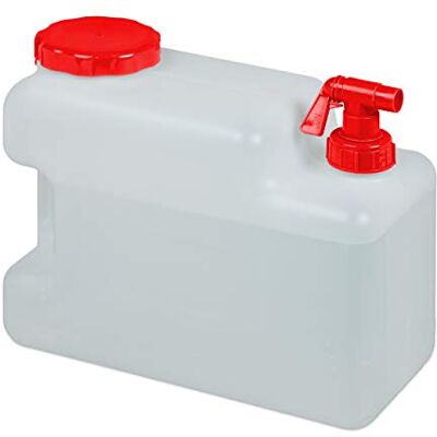 Relaxdays Jerricane d’eau avec robinet, couvercle à visser, bidon à eau de camping, 12 L, Sans BPA, blanc-rouge Relaxdays Jerricane d’eau avec robinet, couvercle à visser, bidon à eau de camping, 12 L, Sans BPA, blanc-rouge
