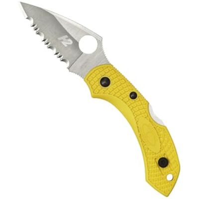 Spyderco Dragonfly 2 Salt Mango: FRN * Amarillo_Filo: SpyderEdge Longueur totale de 14,2 cm, lame en acier H-2 de 5,8 cm, poignée FRN, verrouillage arrière, affûtage creux Spyderco Dragonfly 2 Salt Mango: FRN * Amarillo_Filo: SpyderEdge Longueur totale de 14,2 cm, lame en acier H-2 de 5,8 cm, poignée FRN, verrouillage arrière, affûtage creux