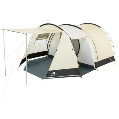 CampFeuer Tente Tunnel Super+ Pour 4 Personnes Avec Auvent Coupe-Vent, Imperméable, Ultra Légère Moustiquaire Incluse Pour Camping, Extérieur, Plage CampFeuer Tente Tunnel Super+ Pour 4 Personnes Avec Auvent Coupe-Vent, Imperméable, Ultra Légère Moustiquaire Incluse Pour Camping, Extérieur, Plage