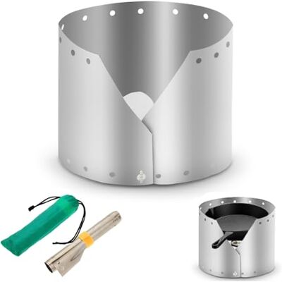 Lixada Réchaud de camping en titane ultra léger Protection contre le vent Plaque coupe-vent 15 cm Lixada Réchaud de camping en titane ultra léger Protection contre le vent Plaque coupe-vent 15 cm