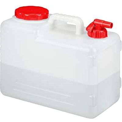 Relaxdays Jerricane d’eau avec robinet, couvercle à visser, bidon à eau de camping, 15 L, Sans BPA, blanc-rouge Relaxdays Jerricane d’eau avec robinet, couvercle à visser, bidon à eau de camping, 15 L, Sans BPA, blanc-rouge