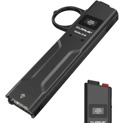 klarus FlatTac X1K Lampe torche tactique ultra-mince, 4200 lumens, puissante et compacte avec double interrupteur, écran OLED, étanchéité IPX6. Idéale pour les activités de plein air et le service. klarus FlatTac X1K Lampe torche tactique ultra-mince, 4200 lumens, puissante et compacte avec double interrupteur, écran OLED, étanchéité IPX6. Idéale pour les activités de plein air et le service.