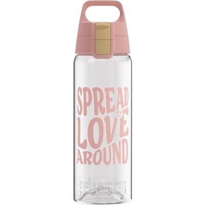 Sigg Gourde Tritan Total Color ONE Spread Love Convient pour les boissons gazeuses Passe au lave-vaisselle Anti-fuite Légère Sans BPA Rose transparent 0,6 l Sigg Gourde Tritan Total Color ONE Spread Love Convient pour les boissons gazeuses Passe au lave-vaisselle Anti-fuite Légère Sans BPA Rose transparent 0,6 l