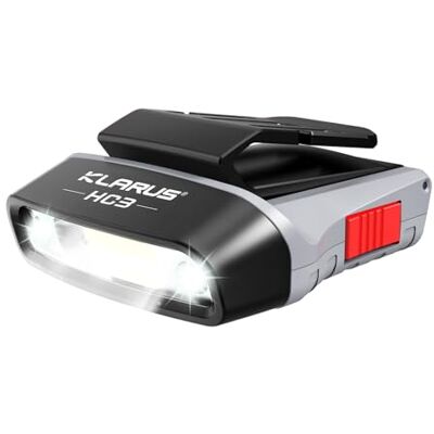 klarus HC3 Clip Rechargeable LED phare rotatif casquette à bille visière lumière mains libres avec lumière rouge pour la pêche en cours d'exécution Camping lecture travail (gris) klarus HC3 Clip Rechargeable LED phare rotatif casquette à bille visière lumière mains libres avec lumière rouge pour la pêche en cours d'exécution Camping lecture travail (gris)
