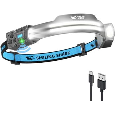 Smiling Shark TS-2 Lampe Frontale, LED Head Lamp Rechargeable 2400mAh 2x Projecteur Orientable & Flood & Strobe Headlamp avec Capteur de Mouvement pour Camping, Jogging, Randonnée, Course (2 Pack) Smiling Shark TS-2 Lampe Frontale, LED Head Lamp Rechargeable 2400mAh 2x Projecteur Orientable & Flood & Strobe Headlamp avec Capteur de Mouvement pour Camping, Jogging, Randonnée, Course (2 Pack)