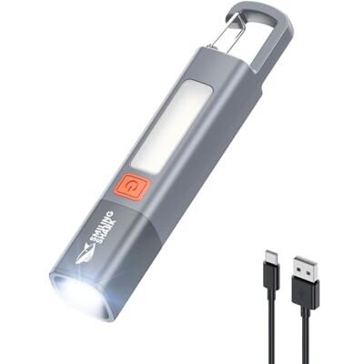 Smiling Shark Lampe Torche, G1 Lampe de Poche LED Ultra Puissante Rechargeable avec Feux Latérale COB & 3 Modes Zoomable Étanche Petite Lampe Poche pour Camping/Randonnée/Urgences, Gris Smiling Shark Lampe Torche, G1 Lampe de Poche LED Ultra Puissante Rechargeable avec Feux Latérale COB & 3 Modes Zoomable Étanche Petite Lampe Poche pour Camping/Randonnée/Urgences, Gris
