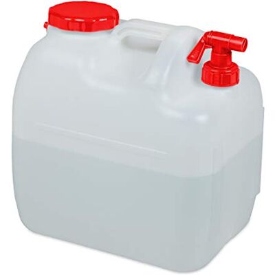 Relaxdays Jerricane d’eau avec robinet, couvercle à visser, bidon à eau de camping, 23 L, Sans BPA, blanc-rouge Relaxdays Jerricane d’eau avec robinet, couvercle à visser, bidon à eau de camping, 23 L, Sans BPA, blanc-rouge