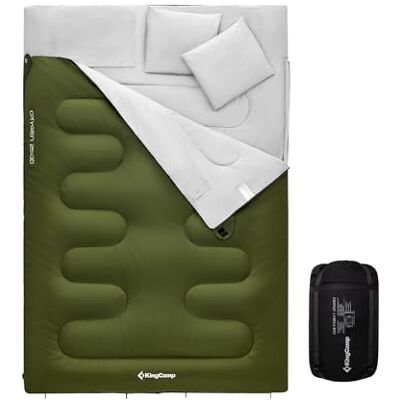 KingCamp Sac de Couchage Double avec 2 Oreillers, Sac de Couchage pour 2 personnes Détachable en Flanelle de Coton Confortable pour Camping Tentes Camion Randonnée Extérieur Intérieur Hiver KingCamp Sac de Couchage Double avec 2 Oreillers, Sac de Couchage pour 2 personnes Détachable en Flanelle de Coton Confortable pour Camping Tentes Camion Randonnée Extérieur Intérieur Hiver