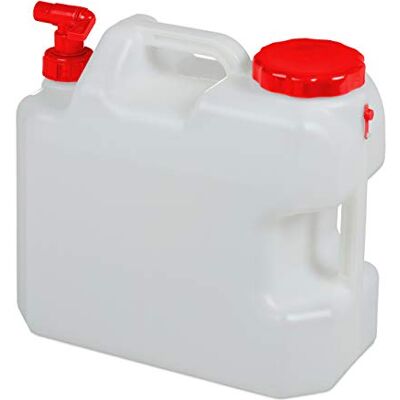 Relaxdays Jerricane d’eau avec robinet, couvercle à visser, bidon à eau de camping, 18 L, Sans BPA, blanc-rouge Relaxdays Jerricane d’eau avec robinet, couvercle à visser, bidon à eau de camping, 18 L, Sans BPA, blanc-rouge