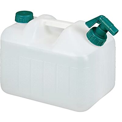 Relaxdays Bidon d’eau avec robinet, 10 litres, blanc/vert plastique sans BPA, couvercle, poignée, réservoir Relaxdays Bidon d’eau avec robinet, 10 litres, blanc/vert plastique sans BPA, couvercle, poignée, réservoir