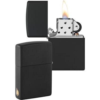 Zippo – Modèle Flamme – Black Matte – Laser Engrave – Briquet Coupe-Vent, Rechargeable, dans Une boîte Cadeau de Haute qualité Zippo – Modèle Flamme – Black Matte – Laser Engrave – Briquet Coupe-Vent, Rechargeable, dans Une boîte Cadeau de Haute qualité