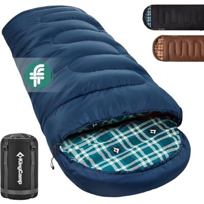 KingCamp Sac de couchage 4 saisons en flanelle de coton pour adultes et enfants juniors, léger, style enveloppe chaude pour randonnée, camping, voyage, intérieur et extérieur KingCamp Sac de couchage 4 saisons en flanelle de coton pour adultes et enfants juniors, léger, style enveloppe chaude pour randonnée, camping, voyage, intérieur et extérieur