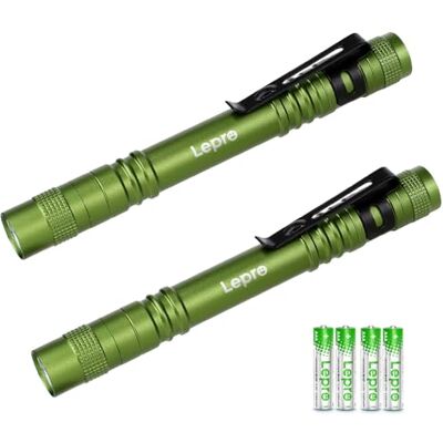 Lepro Lampe Torche, 13 cm Lampe de Poche Stylo Piles AAA Inclus, 3 Modes D’eclairage, Étanche IPX4 avec Clip, Parfaite pour Camping Randonnée Urgence Inspection Réparation, Lot de 2 Vert Lepro Lampe Torche, 13 cm Lampe de Poche Stylo Piles AAA Inclus, 3 Modes D’eclairage, Étanche IPX4 avec Clip, Parfaite pour Camping Randonnée Urgence Inspection Réparation, Lot de 2 Vert