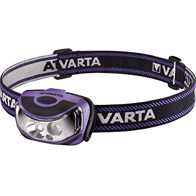 Varta Lampe Frontale LED incl. 3x piles AAA, Outdoor Sports H30, torche frontale, extrêmement légère, résistante aux éclaboussures, quatre modes d'éclairage, à tête pivotante (60°) et bande réglable Varta Lampe Frontale LED incl. 3x piles AAA, Outdoor Sports H30, torche frontale, extrêmement légère, résistante aux éclaboussures, quatre modes d'éclairage, à tête pivotante (60°) et bande réglable