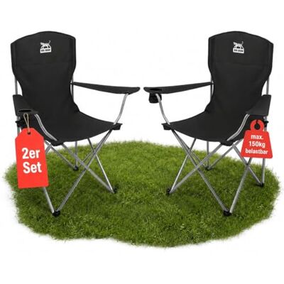 BigDean Lot de 2 chaises de camping pliables avec dossier extra haut Charge maximale 150 kg BigDean Lot de 2 chaises de camping pliables avec dossier extra haut Charge maximale 150 kg