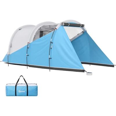 Outsunny Tente de Camping familiale 3 Personnes, Tente Tunnel imperméable 3 000 mm, Ventilation optimale, 2 Portes et fenêtres, Montage Facile, 4,6 x 2,6 x 1,9 m, Bleu Outsunny Tente de Camping familiale 3 Personnes, Tente Tunnel imperméable 3 000 mm, Ventilation optimale, 2 Portes et fenêtres, Montage Facile, 4,6 x 2,6 x 1,9 m, Bleu