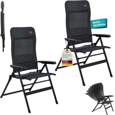 skandika Lepola Lot de 2 chaises pliantes XL Chaise de camping pliable en aluminium Dossier réglable sur 7 positions Rembourrée Dossier haut Accoudoirs Chaise de camping, jardin skandika Lepola Lot de 2 chaises pliantes XL Chaise de camping pliable en aluminium Dossier réglable sur 7 positions Rembourrée Dossier haut Accoudoirs Chaise de camping, jardin