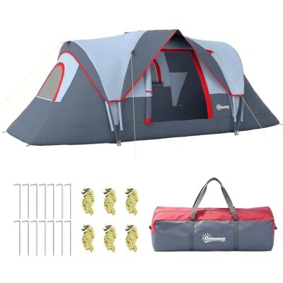 Outsunny Tente de Camping familiale 5-6 pers. Tente Tunnel étanche légère ventilée Facile à Monter Grande Porte + 3 fenêtres dim. 4,55L x 2,2l x 1,8H m Fibre Verre Polyester Oxford Outsunny Tente de Camping familiale 5-6 pers. Tente Tunnel étanche légère ventilée Facile à Monter Grande Porte + 3 fenêtres dim. 4,55L x 2,2l x 1,8H m Fibre Verre Polyester Oxford