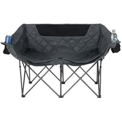 Relaxdays Banc de Camping Pliable 2 Places avec accoudoirs, Porte-gobelets, Sac Transport, 84x146x54 cm Gris Relaxdays Banc de Camping Pliable 2 Places avec accoudoirs, Porte-gobelets, Sac Transport, 84x146x54 cm Gris