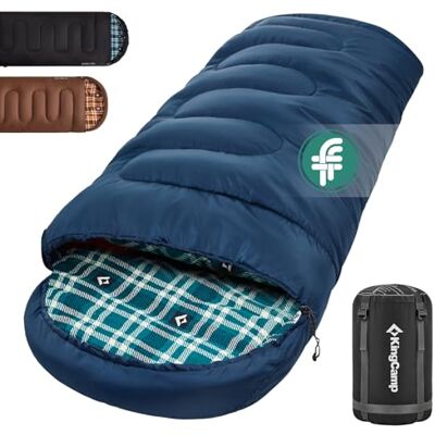 KingCamp Sac de couchage en flanelle de coton avec capuche, sacs de couchage pour adultes et enfants, sac de couchage chaud d'hiver, sac de couchage momie camping léger style enveloppe KingCamp Sac de couchage en flanelle de coton avec capuche, sacs de couchage pour adultes et enfants, sac de couchage chaud d'hiver, sac de couchage momie camping léger style enveloppe