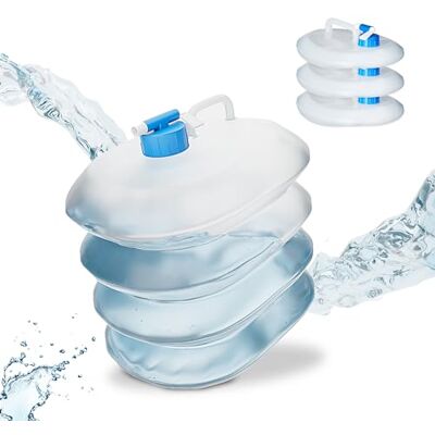 Relaxdays Jerrycan pliable ovale lot de 4 pour camping, festival, vacances jerricane alimentaire bidon à eau 5L sans BPA Relaxdays Jerrycan pliable ovale lot de 4 pour camping, festival, vacances jerricane alimentaire bidon à eau 5L sans BPA