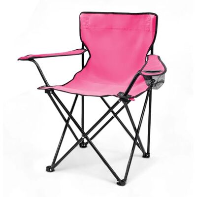 Spetebo Chaise de camping pliante avec porte-gobelet Rose Spetebo Chaise de camping pliante avec porte-gobelet Rose