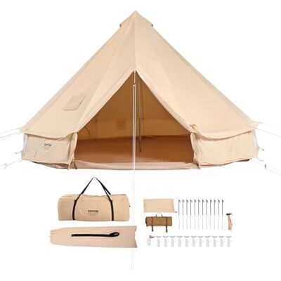 VEVOR Tente Cloche en Toile 3-7 m Tente de Yourte 4 Saisons Tente de Camping Familial avec Trou de Poêle à Bois, Sacs de Rangement pour Glamping Jusqu'à 4-12 Personnes VEVOR Tente Cloche en Toile 3-7 m Tente de Yourte 4 Saisons Tente de Camping Familial avec Trou de Poêle à Bois, Sacs de Rangement pour Glamping Jusqu'à 4-12 Personnes