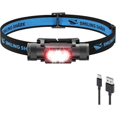 Smiling Shark AX-01 Lampe Frontale, Headlamp 1150LM 7 Modes d'Éclairage Lumière Blanche & Rouge, Magnétique 2600 mAh Rechargeable IP66 Étanche pour Pêche Réparation Camping & Extérieur (1 Pack) Smiling Shark AX-01 Lampe Frontale, Headlamp 1150LM 7 Modes d'Éclairage Lumière Blanche & Rouge, Magnétique 2600 mAh Rechargeable IP66 Étanche pour Pêche Réparation Camping & Extérieur (1 Pack)