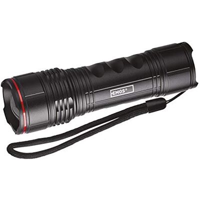 EMOS Lampe de poche LED focalisable en métal avec dragonne, IP44, ultra légère, étanche, avec 3 modes d'éclairage, luminosité 500 lm, portée 160 m, autonomie jusqu'à 22 heures, noir, P3115 EMOS Lampe de poche LED focalisable en métal avec dragonne, IP44, ultra légère, étanche, avec 3 modes d'éclairage, luminosité 500 lm, portée 160 m, autonomie jusqu'à 22 heures, noir, P3115