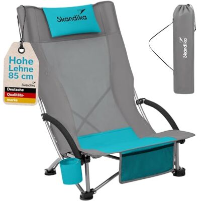 skandika Beach Chaise de Plage Pliable Chaise de Camping Pliante Confortable Max. 136 kg Sac de Transport (Gris/Bleu) skandika Beach Chaise de Plage Pliable Chaise de Camping Pliante Confortable Max. 136 kg Sac de Transport (Gris/Bleu)
