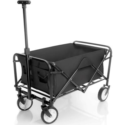 BigDean Chariot compact pliable Noir Charge maximale : 80 kg Pour les déplacements : pliable pour économiser de l'espace Petit chariot pour les excursions, le camping et le shopping BigDean Chariot compact pliable Noir Charge maximale : 80 kg Pour les déplacements : pliable pour économiser de l'espace Petit chariot pour les excursions, le camping et le shopping