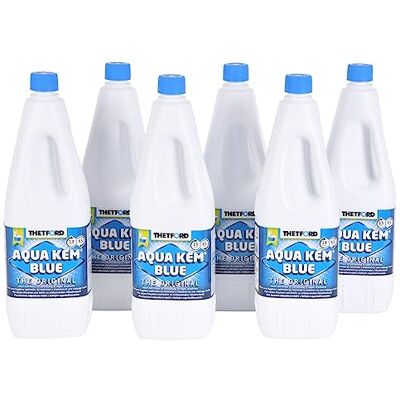 Thetford Thetfort Aqua Kem Blue Additif pour réservoir à matières, 2 l Lot de 6 bouteilles - Thetford Thetfort Aqua Kem Blue Additif pour réservoir à matières, 2 l Lot de 6 bouteilles -