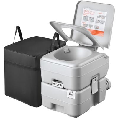 VEVOR Toilette portable avec chasse d'eau avec réservoir à déchets de 20 l, env. 120 vides, toilette portable pour camping Charge de 150 kg pour usage domestique, voyage en camping-car, randonnée VEVOR Toilette portable avec chasse d'eau avec réservoir à déchets de 20 l, env. 120 vides, toilette portable pour camping Charge de 150 kg pour usage domestique, voyage en camping-car, randonnée