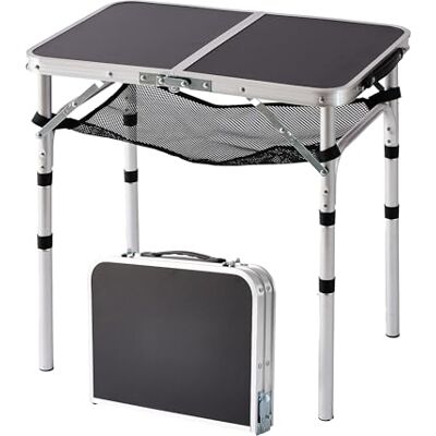 Relaxdays Table de Camping Pliable, réglable, en Aluminium/MDF résistante aux intempéries, Noire 60x60x40 cm Relaxdays Table de Camping Pliable, réglable, en Aluminium/MDF résistante aux intempéries, Noire 60x60x40 cm
