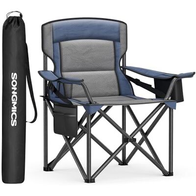 SONGMICS Camping-Klappstuhl, Klappstuhl, Blaue und graue Nähte, GCB066Q01 SANDY Collection GCB066Q01 Porte-gobelet et sac de transport, rembourrage en mousse, dossier haut pliable pour jardin SONGMICS Camping-Klappstuhl, Klappstuhl, Blaue und graue Nähte, GCB066Q01 SANDY Collection GCB066Q01 Porte-gobelet et sac de transport, rembourrage en mousse, dossier haut pliable pour jardin