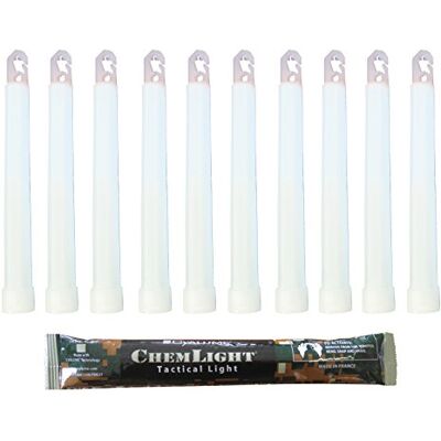 CYALUME Modèle 15cm Bâton Lumineux Blanc - ChemLight Militaire, 8h, Boîte de 10 CYALUME Modèle 15cm Bâton Lumineux Blanc - ChemLight Militaire, 8h, Boîte de 10