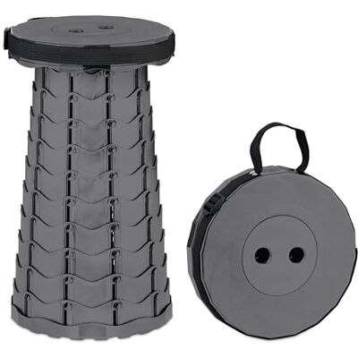 Relaxdays Tabouret télescopique pliable avec sangle, extérieur, coloris tabouret de camping réglable en hauteur, H x L x P : 44,5 x 25 x 25 cm Relaxdays Tabouret télescopique pliable avec sangle, extérieur, coloris tabouret de camping réglable en hauteur, H x L x P : 44,5 x 25 x 25 cm