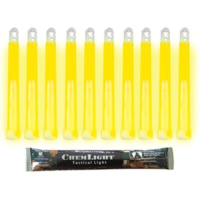 Cyalume Bâton lumineux jaune militaire ChemLight Lightsticks 15cm, Light Sticks très lumineux avec durée de 12 heures (Boite de 10) Cyalume Bâton lumineux jaune militaire ChemLight Lightsticks 15cm, Light Sticks très lumineux avec durée de 12 heures (Boite de 10)