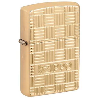 Zippo Sturmfeuerzeug Basketweave Design, High Polish Brass, Deep Carve Nachfüllbar Wiederverwendbar Windfestes Design Geschenkbox Made in USA Zippo Sturmfeuerzeug Basketweave Design, High Polish Brass, Deep Carve Nachfüllbar Wiederverwendbar Windfestes Design Geschenkbox Made in USA