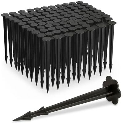 Relaxdays Piquets de fixation sol en plastique, lot de 200, clous, sardines, jardin, tente, fixation terre 11,5 cm, noir Relaxdays Piquets de fixation sol en plastique, lot de 200, clous, sardines, jardin, tente, fixation terre 11,5 cm, noir